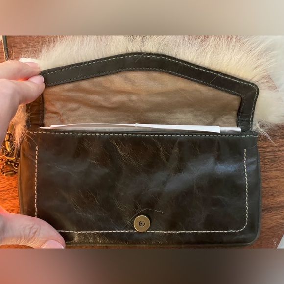 COACH Brown Leather & Shearling SOHO Wristlet